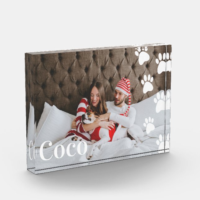 Modernes minimales Pet Pet Print Muster Tier Fotoblock (Links)