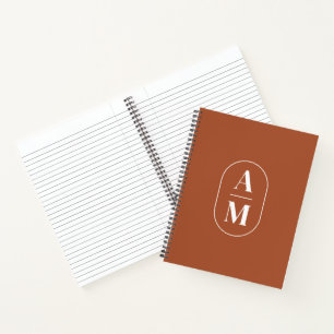 Modernes minimales Pill-Monogramm - Terra Cotta Notizbuch