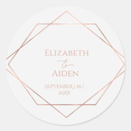 Modernes, minimales, pur, weiß, rosegold (Imitat) Runder Aufkleber