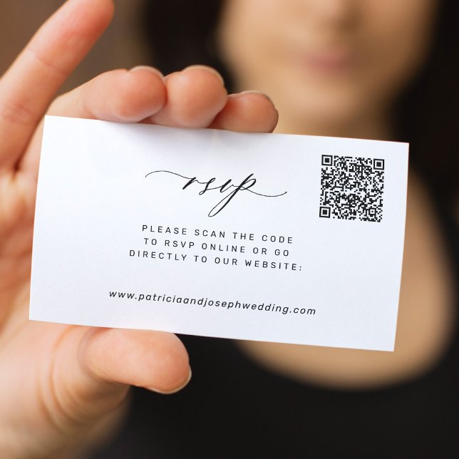 Modernes minimales QR-Code Hochzeit RSVP Begleitkarte (Von Creator hochgeladen)