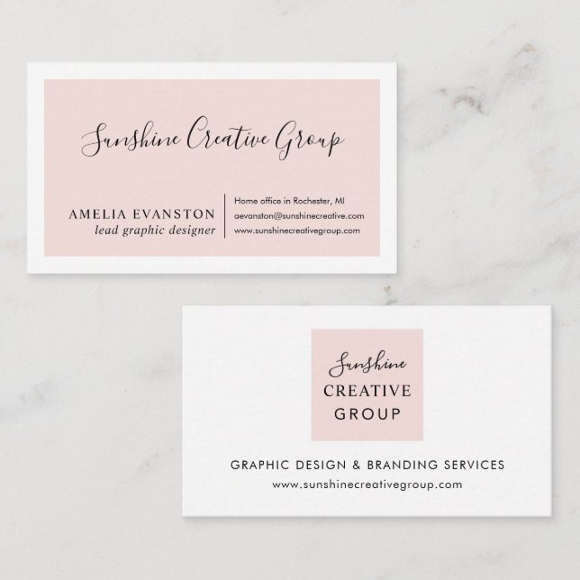 Modernes, minimales Rosa Visitenkarte (Vorne/Hinten)