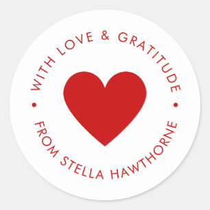 Modernes minimales rotes Herz  Runder Aufkleber