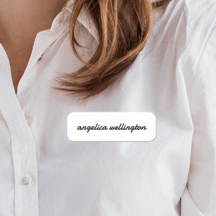 Modernes, minimales Schwarz-weißes Skript Namensschild