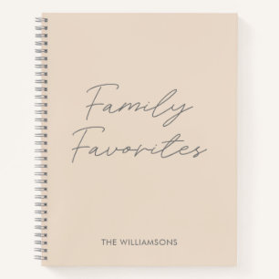 Modernes, minimales Script Cream Blush Kochrezept Notizbuch