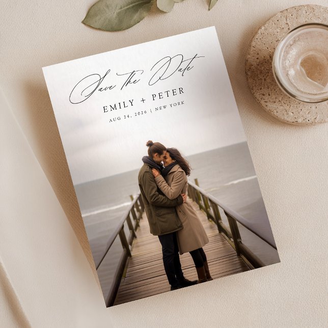 Modernes, minimales Script-Foto für Hochzeiten spe Einladung (Von Creator hochgeladen)