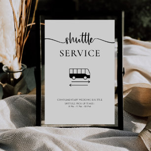 Modernes, minimales Script-Shuttle-Service Hochzei Poster