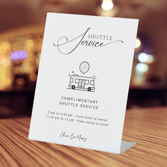Modernes, minimales Script-Shuttle-Service Hochzei Sockelschild (Von Creator hochgeladen)