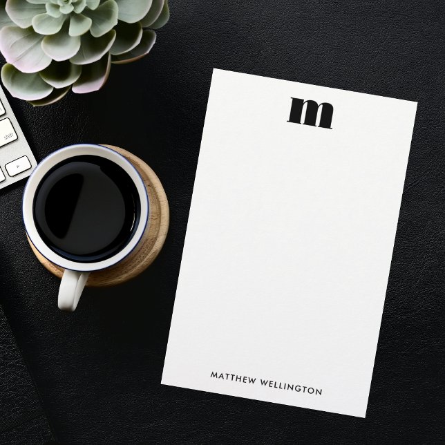 Modernes, minimales Solid Black Monogramm Briefpapier (Von Creator hochgeladen)