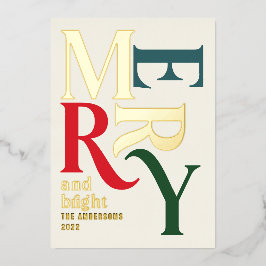 Modernes minimales traditionelles fröhliches Weihn Folien Feiertagskarte