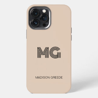 Modernes, minimales, trendy Beige einfaches Monogr iPhone 13 Pro Max Hülle