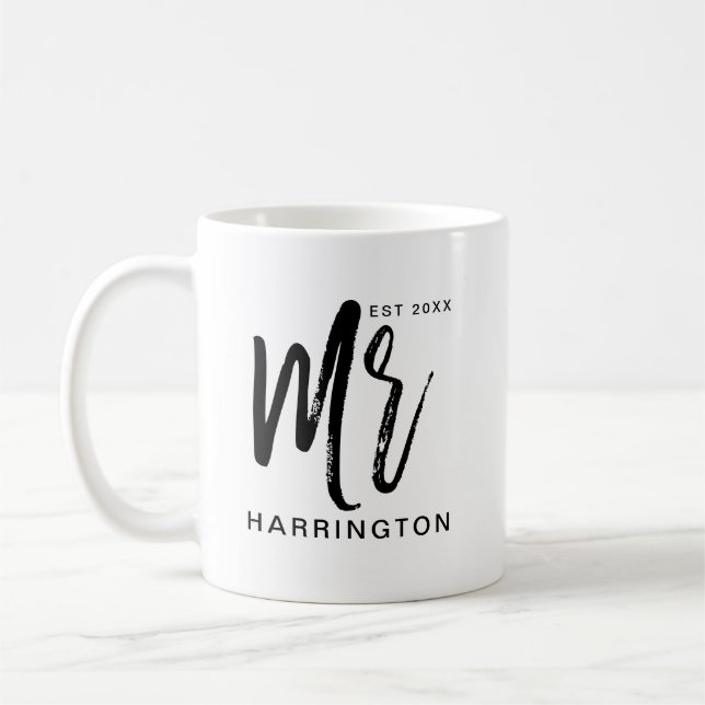 Modernes & minimales Typografie Mr Hubby Kaffeetasse (Links)