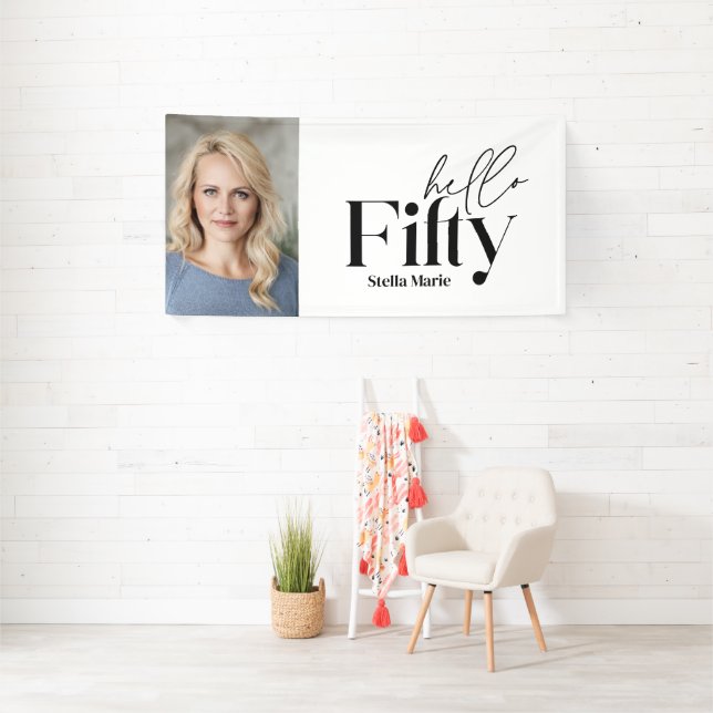 Modernes minimales typografisches Foto 50. Geburts Banner (Insitu)