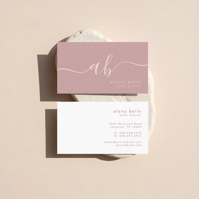 Modernes, minimales und ausgereiftes Skriptmonogra Visitenkarte (Modern, Minimal & Sophisticated Script Monogram Business Card)