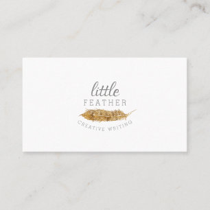 Modernes, minimales und elegantes Goldenes Feather Visitenkarte