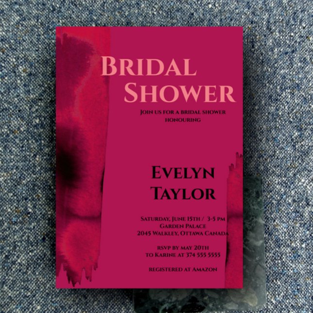 Modernes, minimales Viva Magenta Brautparty Einladung (Von Creator hochgeladen)