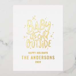 Modernes, minimales Weihnachtsbaby blau elegant Fo Folien Feiertagspostkarte