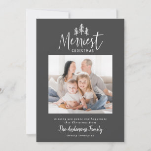 Modernes minimales Weihnachtsbaumwald-Foto Feiertagskarte