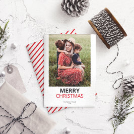 Modernes Minimales Weihnachtsfamilien-Foto Feiertagskarte