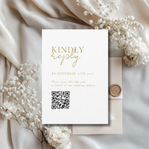 Modernes, minimales, weißes QR Code Wedding RSVP Begleitkarte