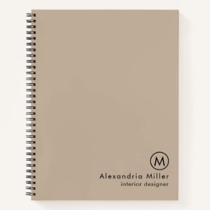 Modernes Minimalistisch-Beige Monogramm Notizbuch
