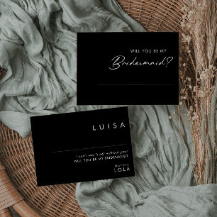 Modernes Minimalistisch   Black Bridesmaid Vorschl Einladung