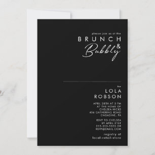 Modernes Minimalistisch   Black Brunch und Bubbly  Einladung