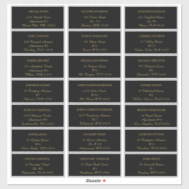 Modernes Minimalistisch | Black Gold Gästetikett Aufkleber