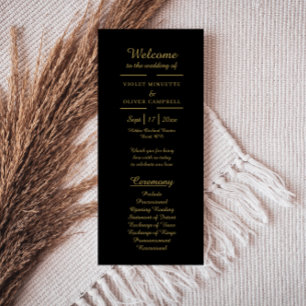 Modernes Minimalistisch Black Gold Wedding Flat Programm