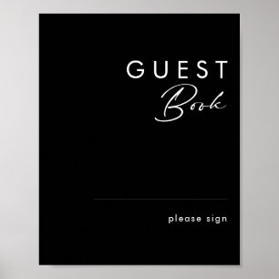Modernes Minimalistisch Black Guest Book Sign Poster