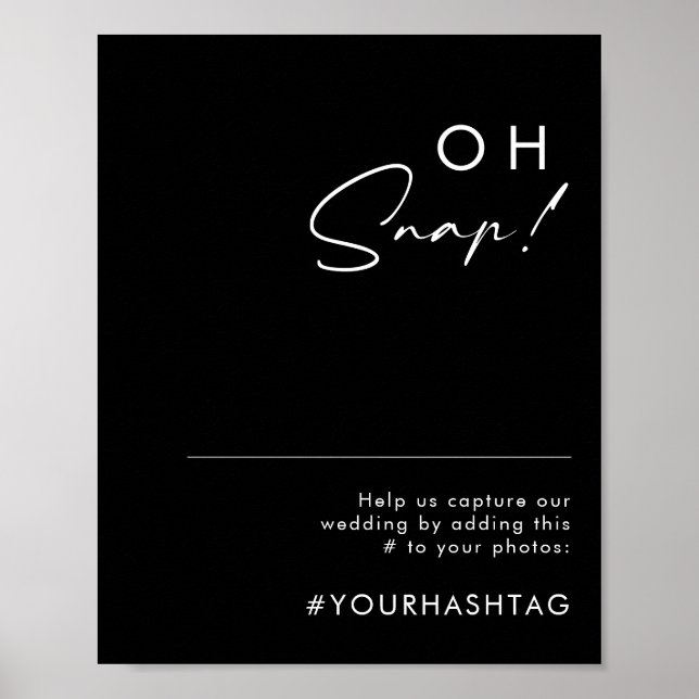 Modernes Minimalistisch | Black Oh Snap Wedding Ha Poster (Vorne)