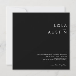 Modernes Minimalistisch | Black Square Wedding Einladung