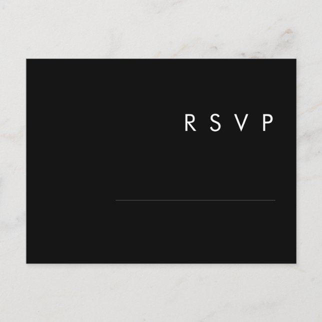 Modernes Minimalistisch | Black Wedding RSVP Postc Postkarte (Vorderseite)