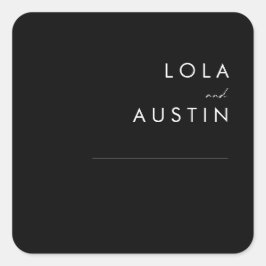 Modernes Minimalistisch | Black Wedding Umschlag A Quadratischer Aufkleber