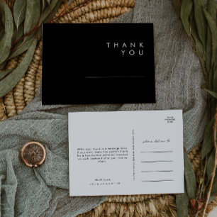 Modernes Minimalistisch   Black Wedding Vielen Dan Postkarte