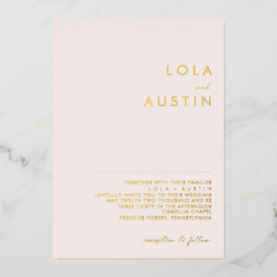 Modernes Minimalistisch   Blush and Gold Wedding R Folieneinladung