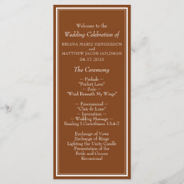 Modernes Minimalistisch-Braun-Hochzeitsprogramm Programm