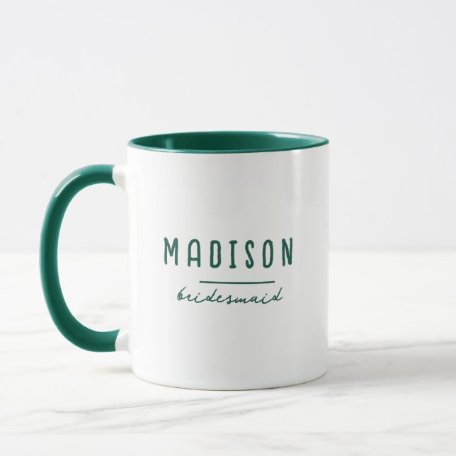 Modernes Minimalistisch | Bridesmaid Wedding Green Tasse (Links)