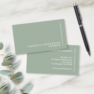 Modernes Minimalistisch Chic Sage Green Beruflich Visitenkarte