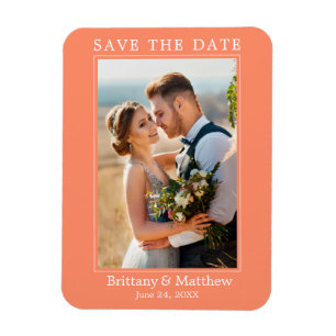 Modernes Minimalistisch Coral Save the Date Magnet