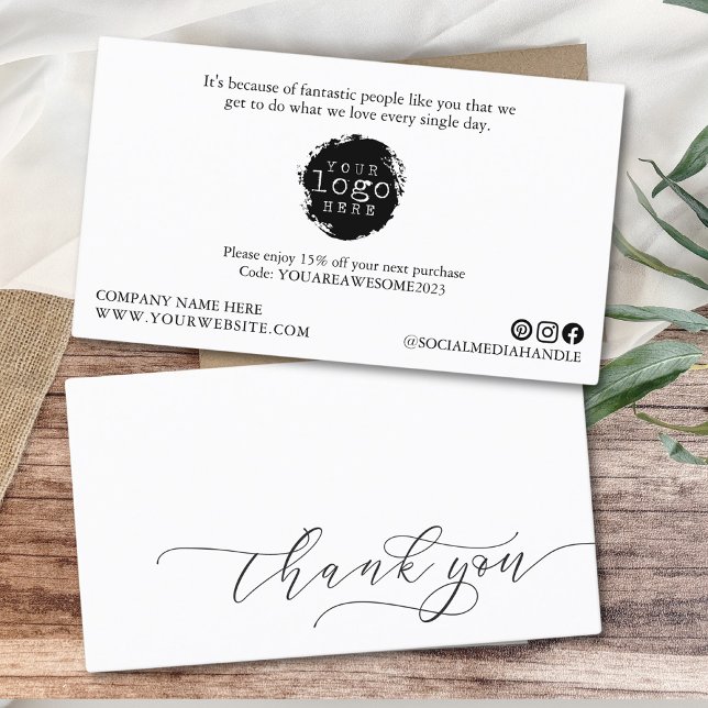 Modernes Minimalistisch Dankeschön an Script Small Visitenkarte (Von Creator hochgeladen)