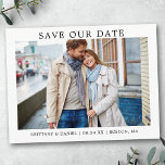 Modernes Minimalistisch Einfaches Rette unser Date Postkarte<br><div class="desc">Moderne Minimalistische Einfache Rett unserer Date Foto Verlobung Ankündigung Postkarte</div>