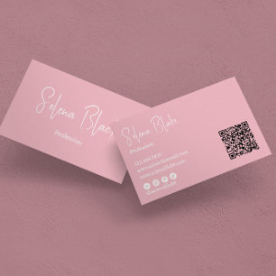 Modernes Minimalistisch Elegant Blossom & QR Cod Visitenkarte