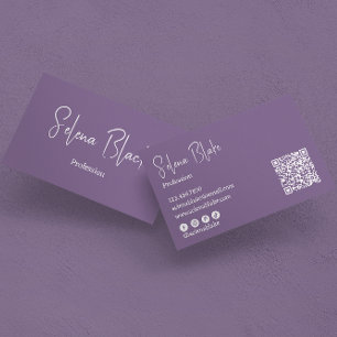 Modernes Minimalistisch Eleganter Lila- und QR-C Visitenkarte