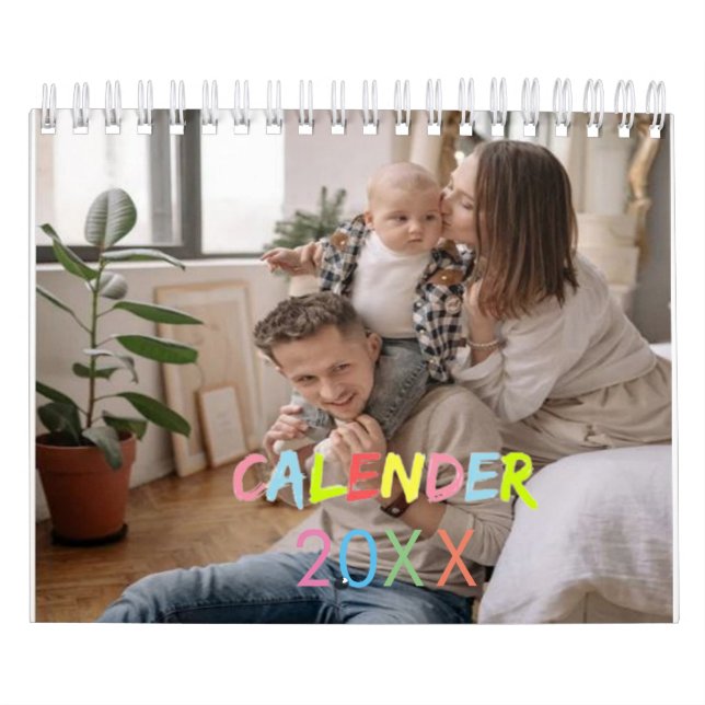 Modernes Minimalistisch Fun Family Foto Kalender (Titelbild)