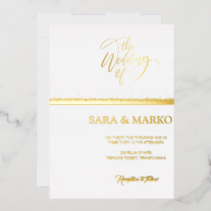 Modernes Minimalistisch   Goldhochzeit von echten  Folieneinladung