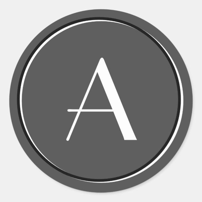 Modernes Minimalistisch-Grau-White-Letter-Monogram Runder Aufkleber (Vorderseite)