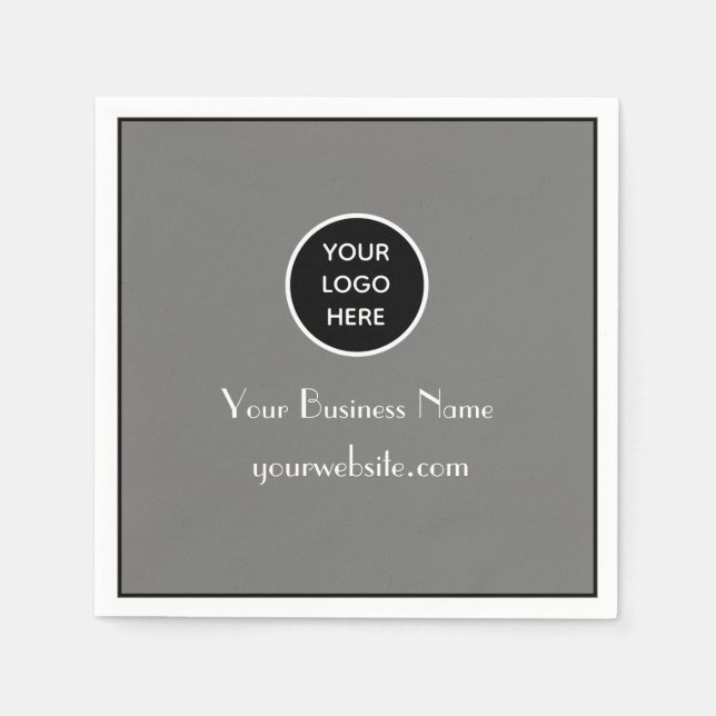 Modernes Minimalistisch Graues Firmenlogo Modernes Serviette (Vorderseite)