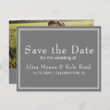 Modernes Minimalistisch Graues Foto Save the Date