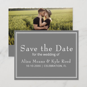 Modernes Minimalistisch Graues Foto Save the Date