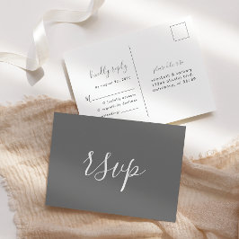 Modernes Minimalistisch-graues Hochzeitsszenario Postkarte